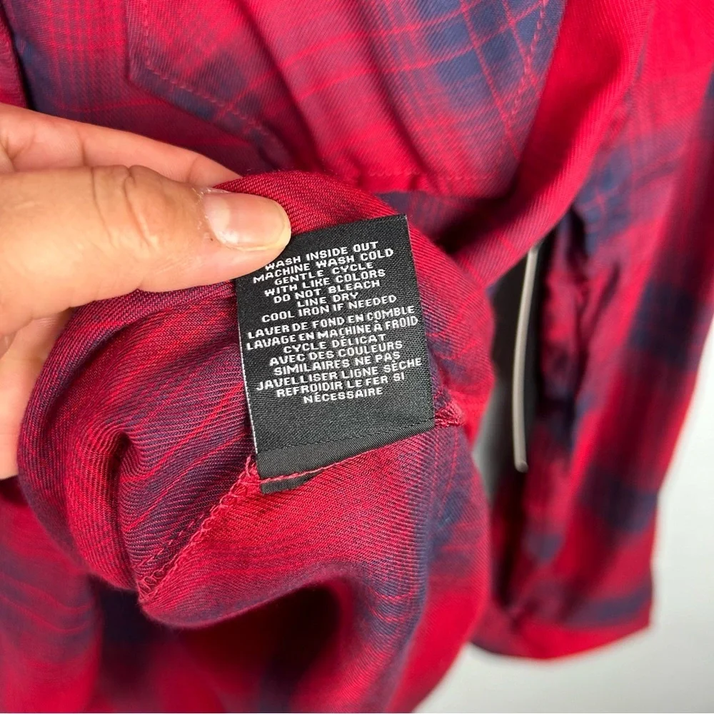 NWT stich fix Tinsel rayon blend plaid long sleeve button down shirt S relaxed